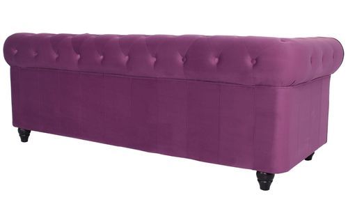 Canapé chesterfield 3 places velours violet Itish - Photo n°3; ?>