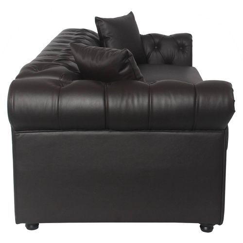 Canapé Chesterfield convertible similicuir marron Domina - Photo n°2; ?>