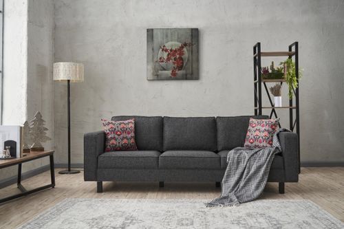 Canapé classique 3 places tissu anthracite Kalena 222 cm - Photo n°2; ?>