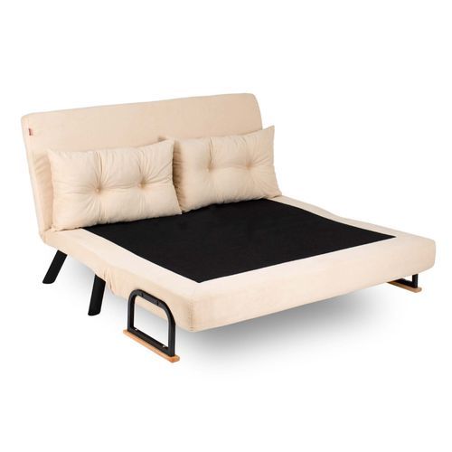 Canapé convertible 2 places tissu crème Sylvano 133 cm - Photo n°3; ?>