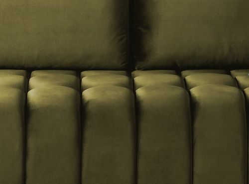 Canapé convertible 3 places tissu doux vert olive avec coffre de rangement Larko 245 cm - Photo n°2; ?>
