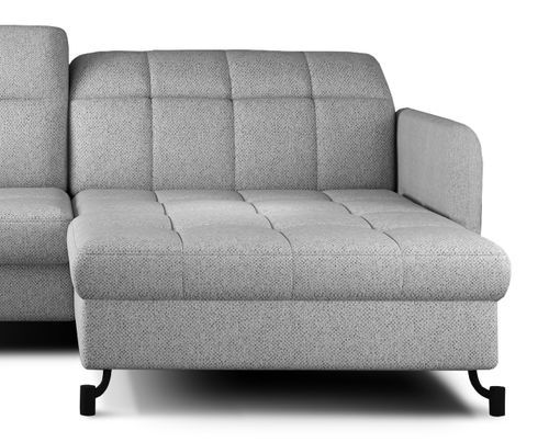 Canapé convertible angle droit avec têtières réglables tissu matelassé gris clair Lory 225 cm - Photo n°3; ?>