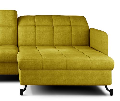 Canapé convertible angle droit avec têtières réglables tissu matelassé jaune Lory 225 cm - Photo n°3; ?>