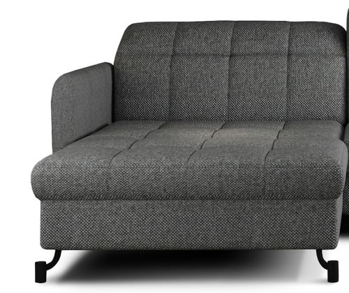 Canapé convertible angle gauche avec têtières réglables tissu matelassé gris foncé Lory 225 cm - Photo n°3; ?>