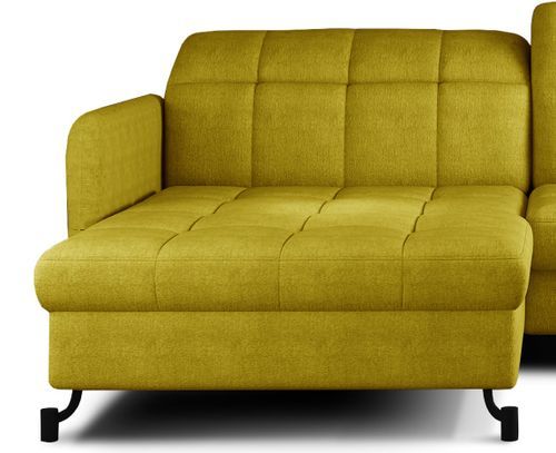 Canapé convertible angle gauche avec têtières réglables tissu matelassé jaune Lory 225 cm - Photo n°3; ?>