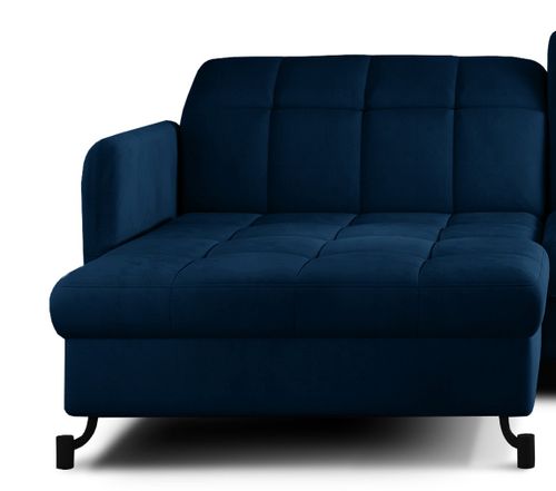 Canapé convertible angle gauche avec têtières réglables velours matelassé bleu foncé Lory 225 cm - Photo n°3; ?>