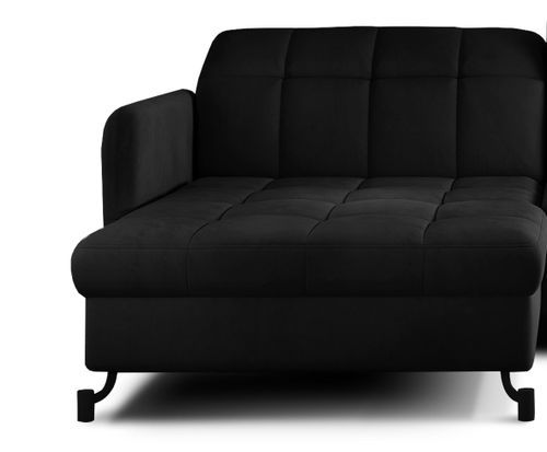 Canapé convertible angle gauche avec têtières réglables velours matelassé noir Lory 225 cm - Photo n°3; ?>