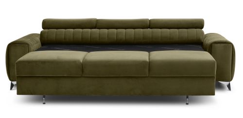 Canapé convertible avec appuis-tête réglables velours vert olive Lozan 261 cm - Photo n°3; ?>
