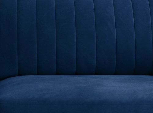 Canapé convertible design 3/4 places tissu bleu foncé et pieds acier chromé Eliza 250 cm - Photo n°3; ?>