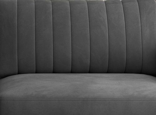 Canapé convertible design 3/4 places tissu doux gris et pieds acier chromé Eliza 250 cm - Photo n°3; ?>
