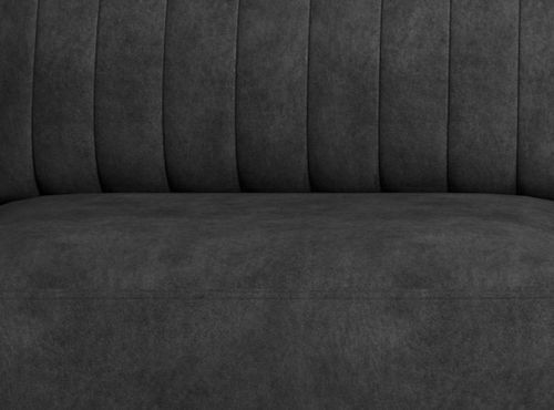 Canapé convertible design 3/4 places tissu effet cuir gris foncé et pieds acier chromé Eliza 250 cm - Photo n°3; ?>