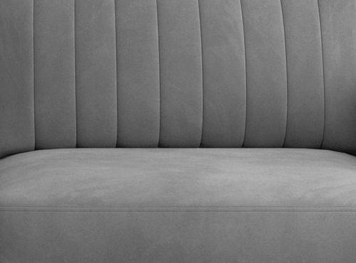 Canapé convertible design 3/4 places velours gris et pieds acier chromé Eliza 250 cm - Photo n°2; ?>