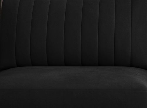 Canapé convertible design 3/4 places velours noir et pieds acier chromé Eliza 250 cm - Photo n°3; ?>