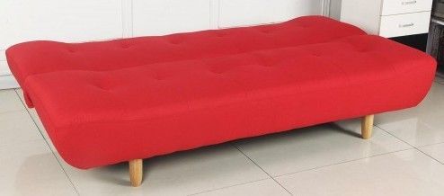 Canapé convertible scandinave tissu rouge Ursule - Photo n°3; ?>