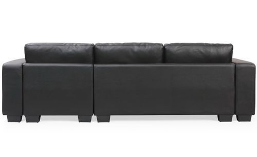 Canapé d'angle 5 places réversible simili cuir noir Marna 275 cm - Photo n°3; ?>
