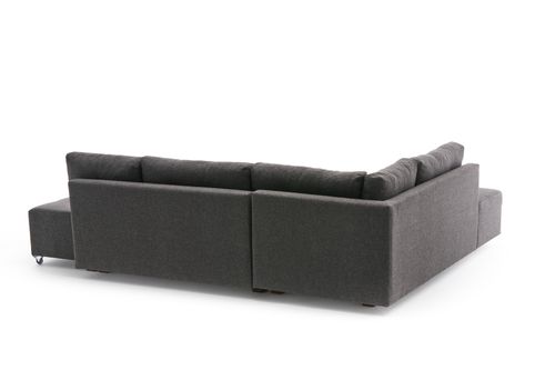 Canapé d'angle convertible tissu anthracite Divona 282 cm - Photo n°3; ?>