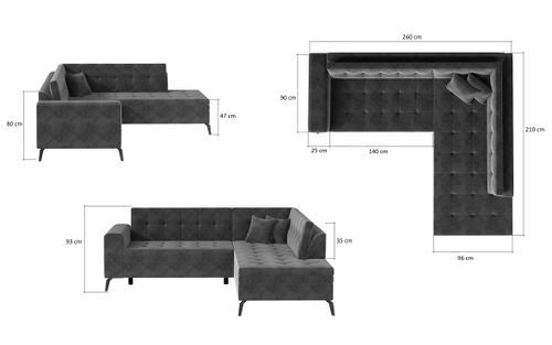 Canapé d'angle convertible tissu Larry - Photo n°3; ?>