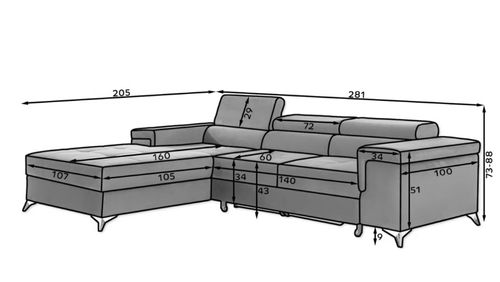 Canapé d'angle convertible tissu Rikaro - Coffre et appuis-tête réglables - Photo n°3; ?>