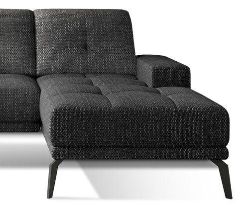 Canapé d'angle droit 5 places tissu noir chiné Torpille 265 cm - Photo n°3; ?>