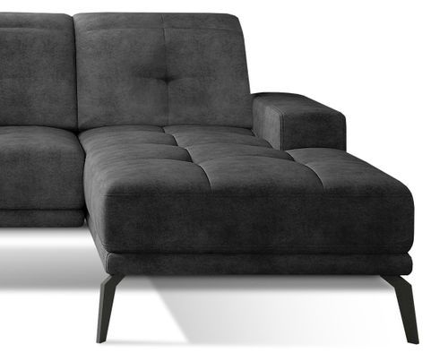 Canapé d'angle droit 5 places tissu suédine gris foncé Torpille 265 cm - Photo n°3; ?>