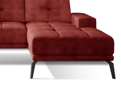 Canapé d'angle droit 5 places tissu suédine rouge tomette Torpille 265 cm - Photo n°3; ?>