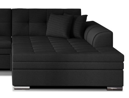 Canapé d'angle droit convertible 4 places tissu noir Looka 295 cm - Photo n°3; ?>