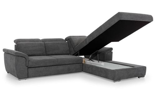 Canapé d'angle droit convertible 5 places simili cuir noir Evis 272 cm - Photo n°3; ?>
