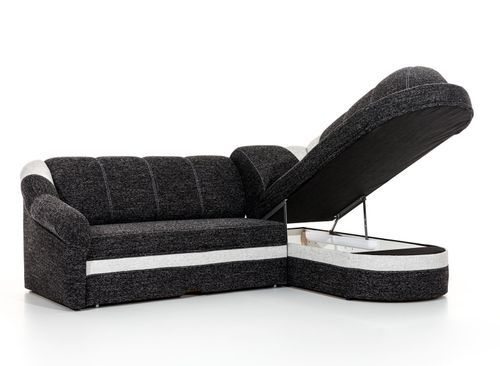 Canapé d'angle droit convertible tissu gris chiné foncé et clair Sundy 250 cm - Photo n°3; ?>