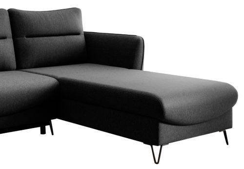 Canapé d'angle droit convertible tissu noir Zurik 276 cm - Photo n°3; ?>