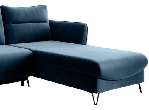 Canapé d'angle droit convertible tissu bleu foncé Zurik 276 cm - Photo n°3; ?>