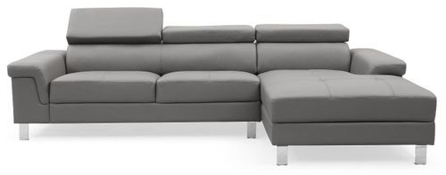 Canapé d'angle droit en cuir gris Vixen - Photo n°2; ?>