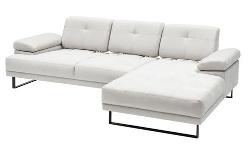 Canapé d'angle droit moderne tissu doux beige clair pieds métal noir Kustone 274 cm - Photo n°2; ?>