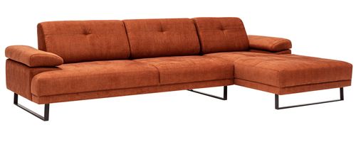 Canapé d'angle droit moderne tissu doux orange pieds métal noir Kustone 274 cm - Photo n°2; ?>
