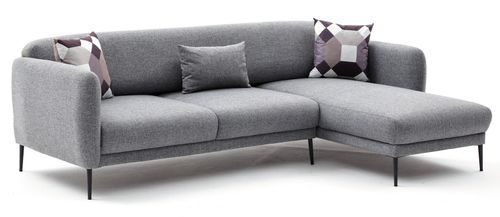 Canapé d'angle droit moderne tissu gris clair Valiko 265 cm - Photo n°2; ?>
