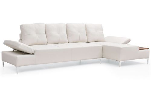 Canapé d'angle droit simili cuir blanc Tulsa - Photo n°2; ?>
