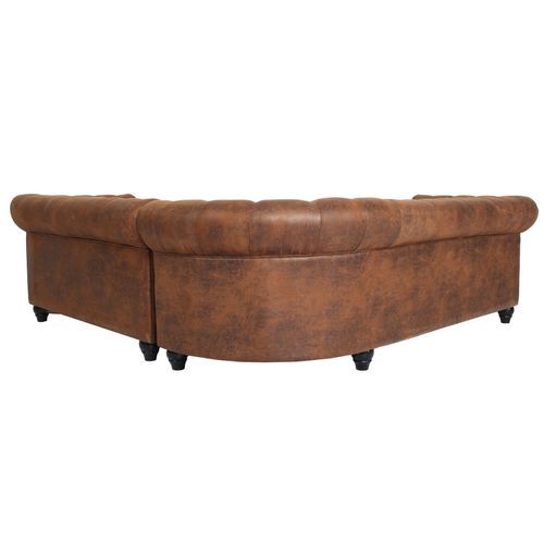 Canapé d'angle droit simili cuir marron vintage Vatsi - Photo n°3; ?>