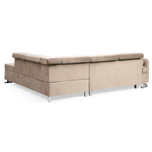 Canapé d'angle droite convertible velours taupe Bianca - Photo n°3; ?>