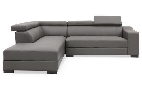 Canapé d'angle gauche 5 places cuir gris Ozen - Photo n°2; ?>
