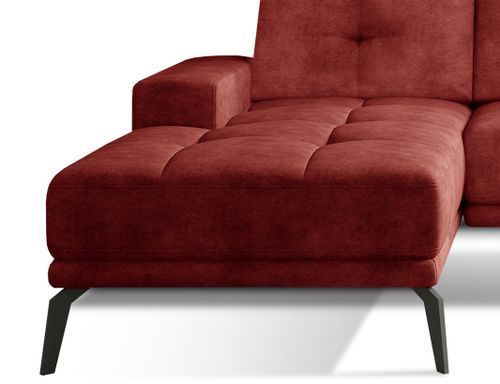 Canapé d'angle gauche 5 places tissu suédine rouge tomette Torpille 265 cm - Photo n°3; ?>
