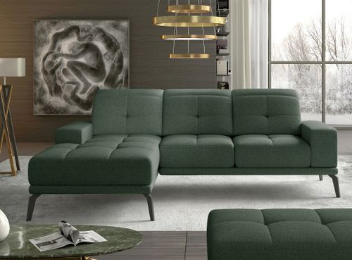 Canapé d'angle gauche 5 places tissu vert avocat Torpille 265 cm - Photo n°2; ?>