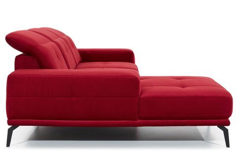 Canapé d'angle gauche 5 places velours rouge Torpille 265 cm - Photo n°3; ?>