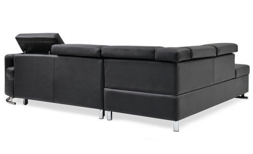 Canapé d'angle gauche convertible simili cuir noir Bianca - Photo n°2; ?>