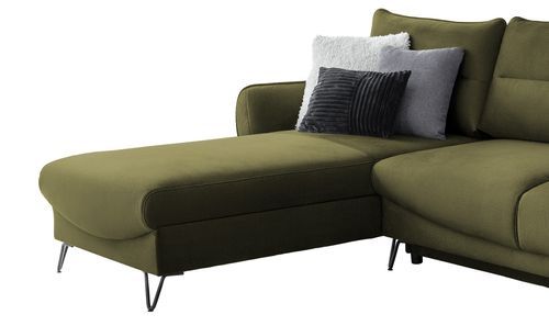 Canapé d'angle gauche convertible tissu doux vert olive Zurik 276 cm - Photo n°3; ?>