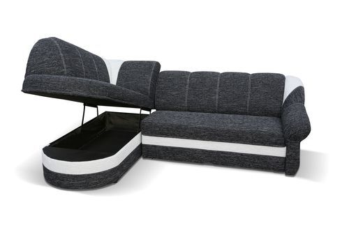 Canapé d'angle gauche convertible tissu gris chiné foncé et clair Sundy 250 cm - Photo n°2; ?>