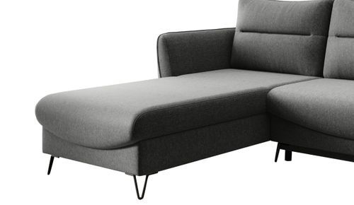 Canapé d'angle gauche convertible tissu gris clair chiné Zurik 276 cm - Photo n°3; ?>