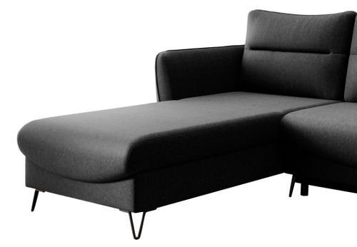 Canapé d'angle gauche convertible tissu noir Zurik 276 cm - Photo n°3; ?>