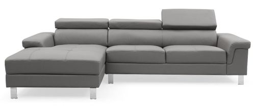 Canapé d'angle gauche en cuir gris Vixen - Photo n°2; ?>