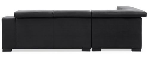 Canapé d'angle gauche en cuir noir Callyh - Photo n°3; ?>