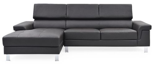 Canapé d'angle gauche en cuir noir Vixen - Photo n°2; ?>