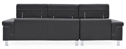 Canapé d'angle gauche en cuir noir Vixen - Photo n°3; ?>